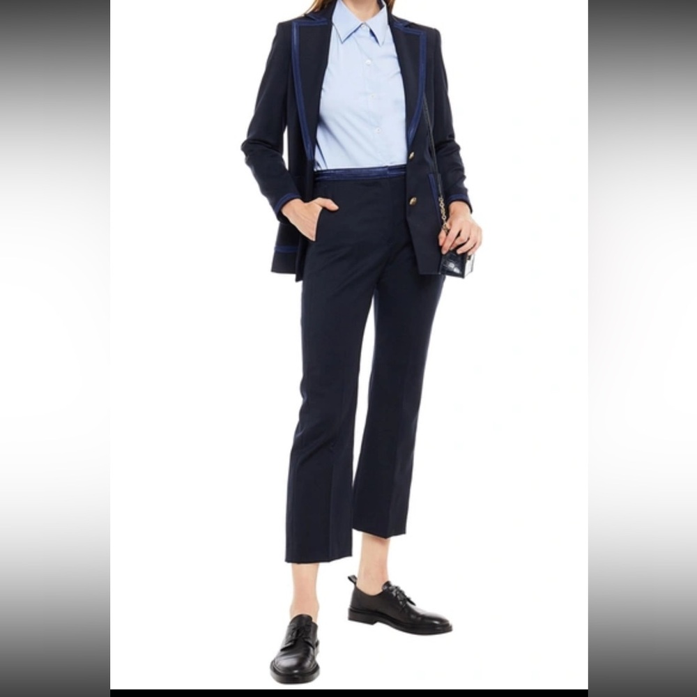 SANDRO Navy Embroidered twill kick flare pants